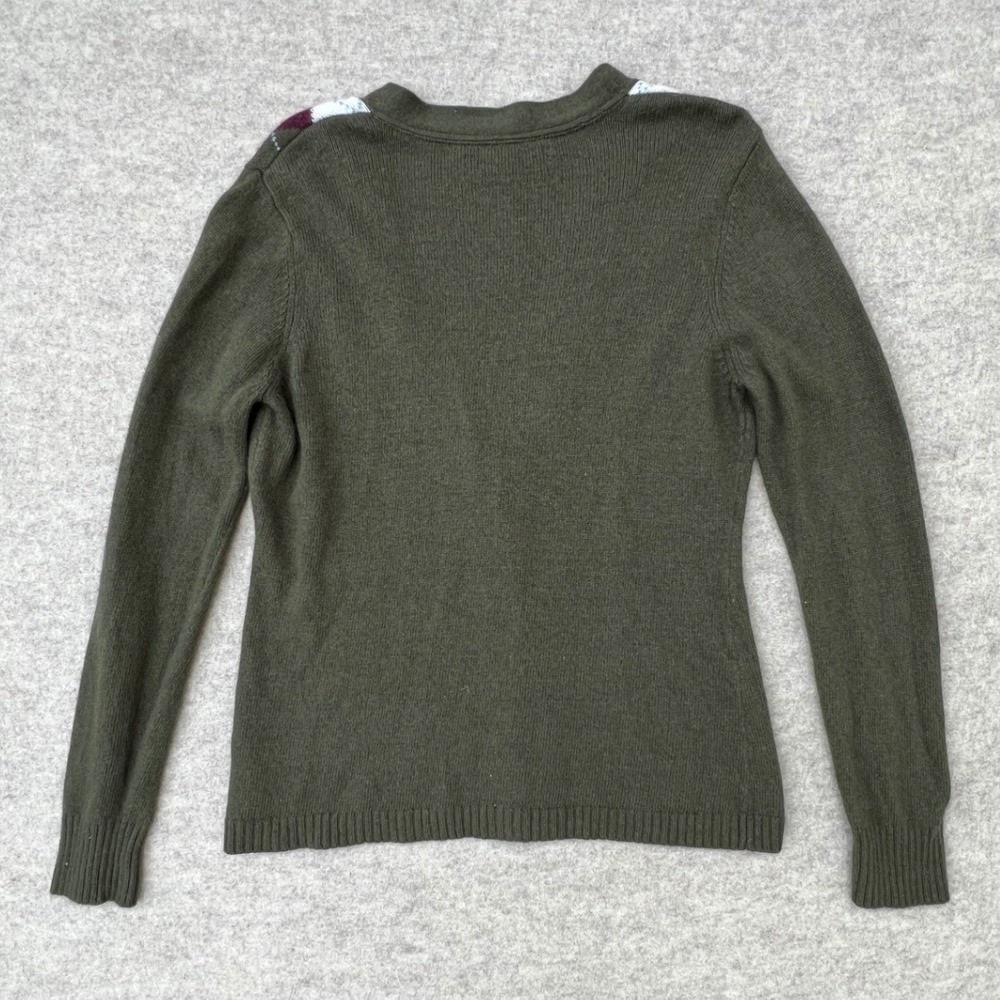 Tommy Hilfiger Cardigan Womens XL Green Good Argyle Wool Angora Blend V-Neck - Picture 5 of 9